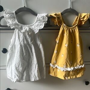 Charming White and Yellow baby girl tops 18M